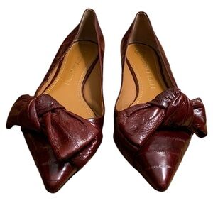 Tory Burch Burgundy Flats with Bow